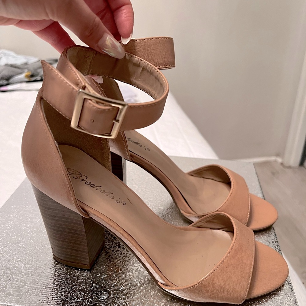 Nude block heels